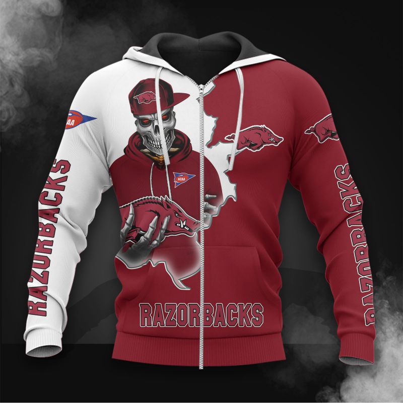 Arkansas Razorbacks Skull Hoodie - Call The Hogs In Style
